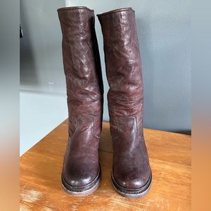 Frye mid calf fur lined leather boots size 6